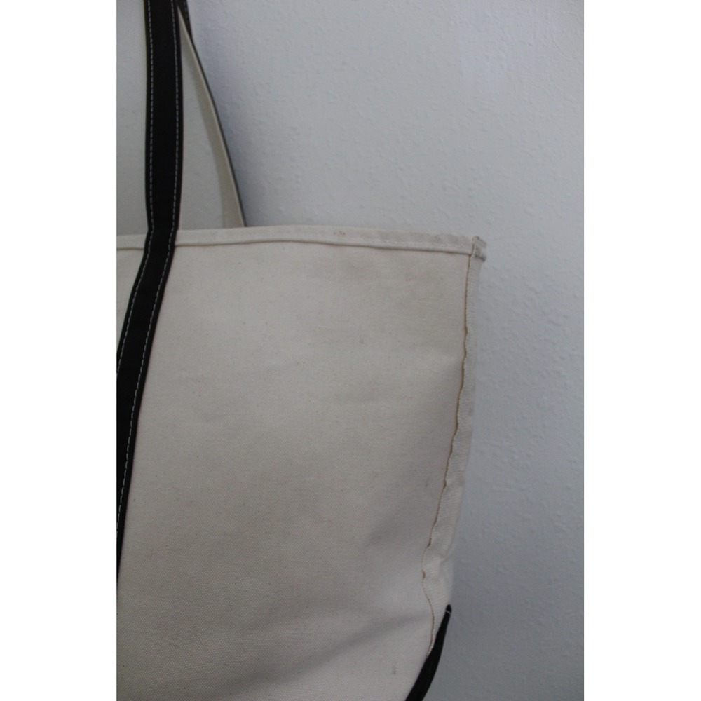 LL Bean Boat and Tote XL Long Canvas Bag Black Cream Chef Embroidery Made in USA - Picture 8 of 14